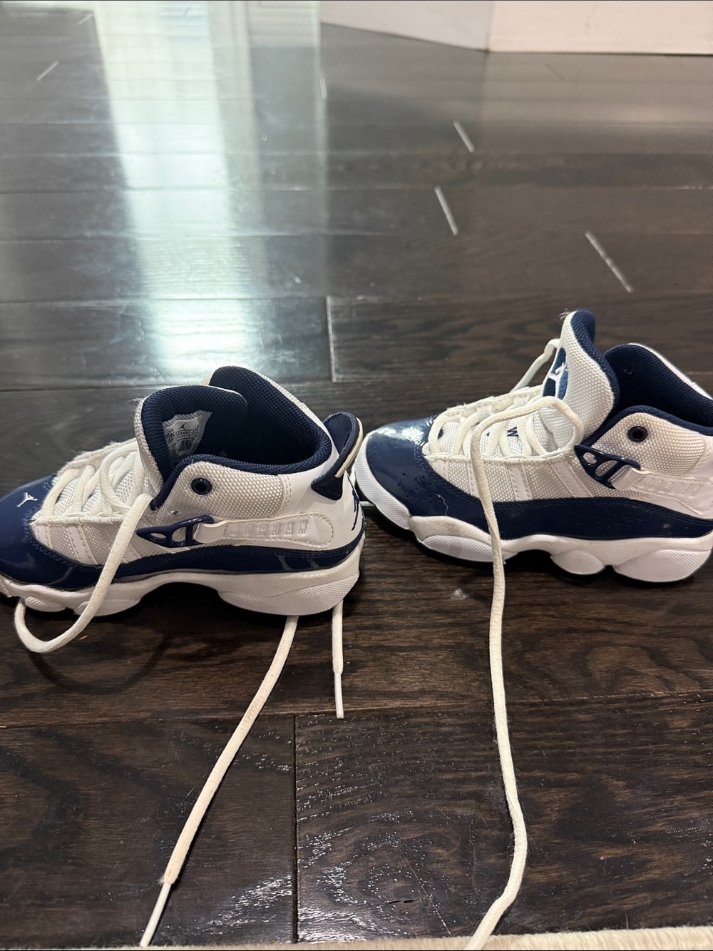 Jordan Kids Navy and White Jumpman High-Top Sneakers - Picture 4 of 7
